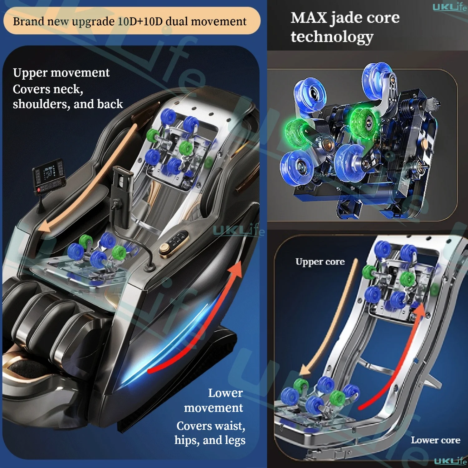 2026 MAX6D Dual-Core Jade Massage Chair with Calf Massage, 152cm Dual SL Track, AI Voice Control, Zero Gravity Mode