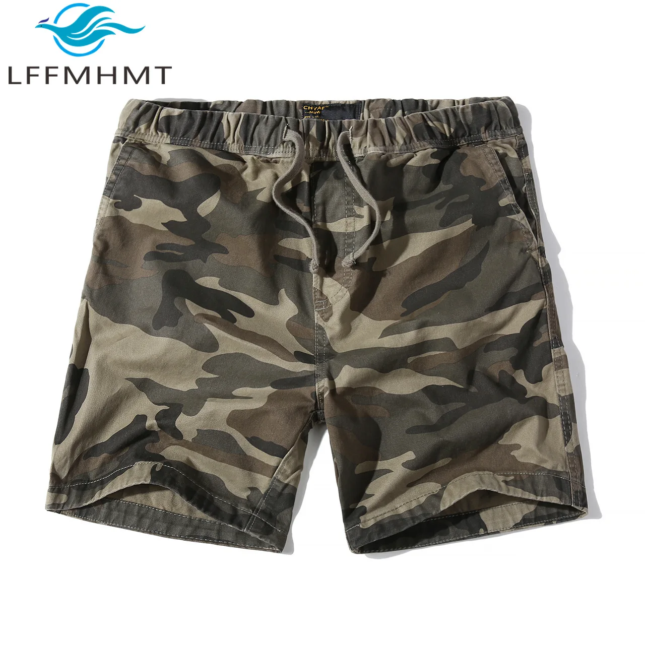 

Summer Fashion Camouflage Print Elastic Waist Men's Cargo Shorts Holiday Beach Loose Casual Half Length Pants 100% Cotton Male