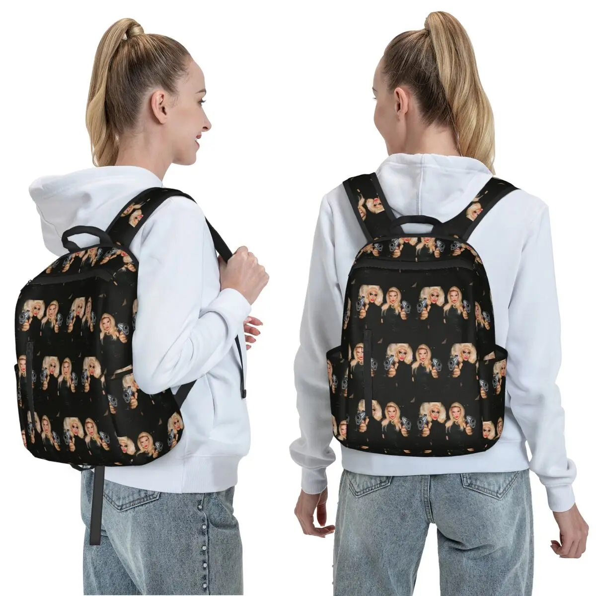 Trixie And Katya Behind The Scenes Dangerous Woman Meme Backpack Daypack Large Capacity Children BookBag School Bag Shoulder Bag