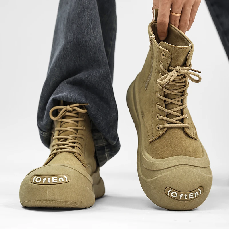 

Men's Plus-Size Autumn Casual High-Top Work Boots | Fashionable Versatile Round-Toe Men's Casual Boots