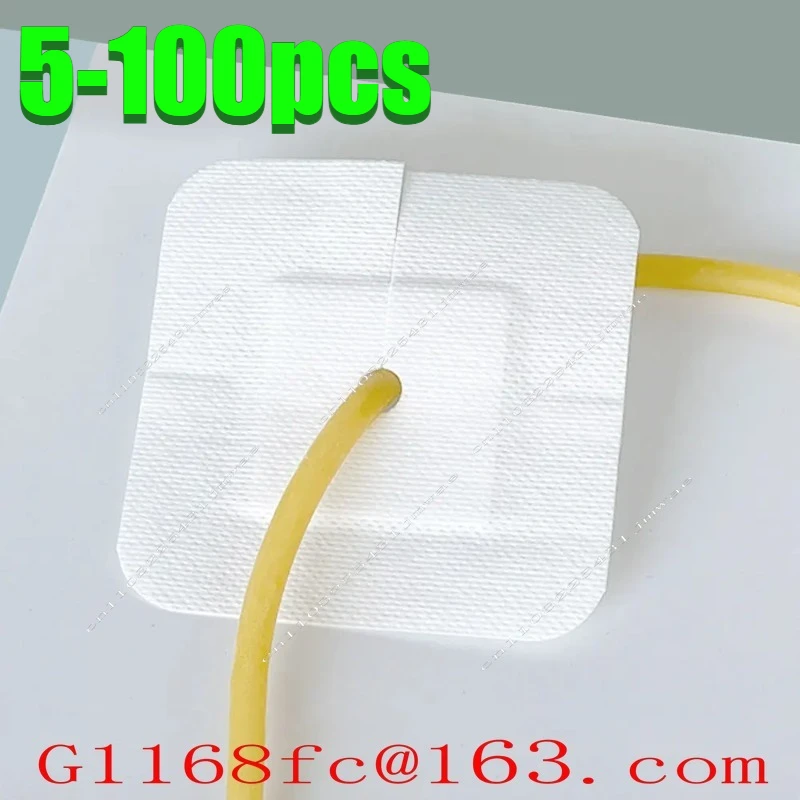 5-100pcs Drainage Tube Sterile Wound Dressing with Perforated Non-woven Fabric Adhesive Fixation