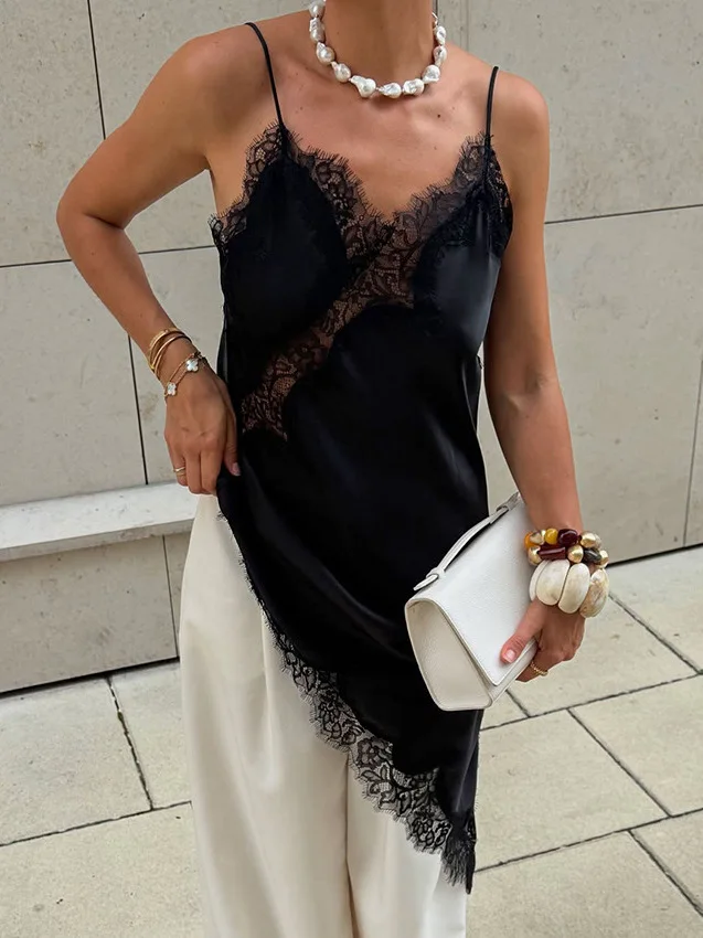 2025 Autunno Inverno Nuovo Sle Lace Slit Design Sensation Dr Superficie in raso Csole Dr Vita alta Lunghezza caviglia Abbigliamento casual