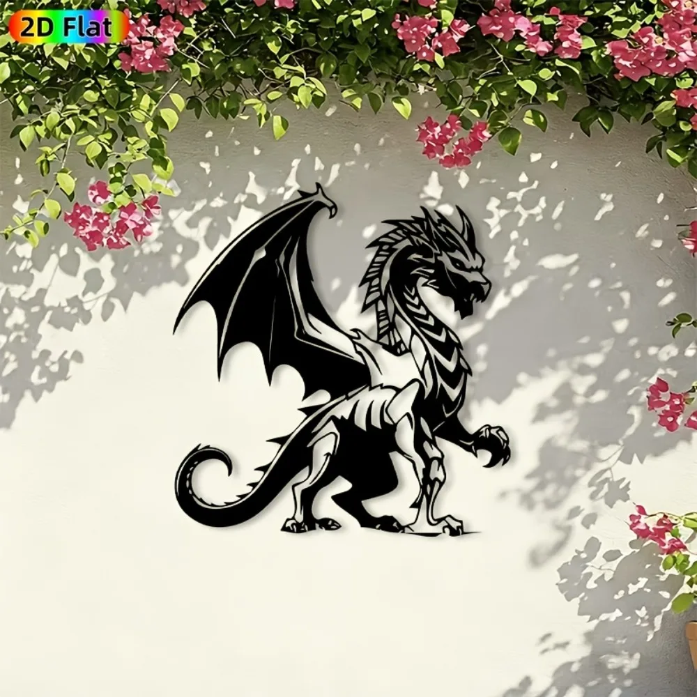 CIFBUY Wrought Iron Metal Wall Art Medieval Dragon Weather Resistant Sculpture For Living Room Garden Fence Fantasy Themed Gift