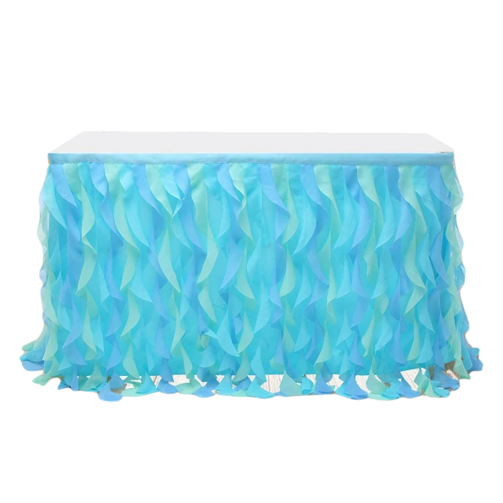 

Юбка стола с рюшами из белого тюля, настольная занавеска для учителя, элегантная и шикарная свадебная скатерть