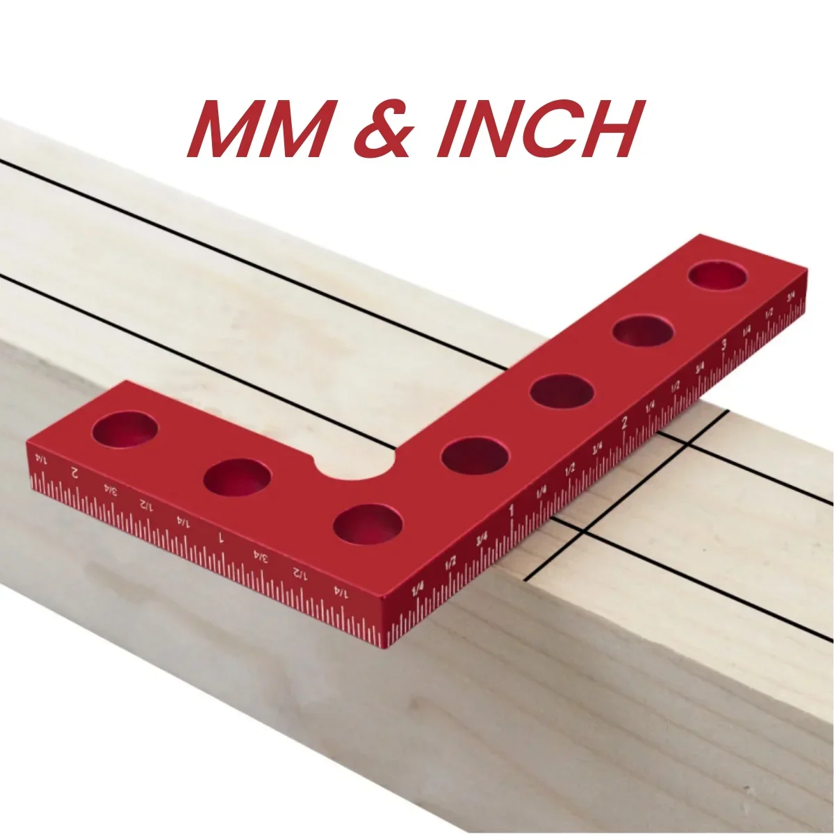 MM/Inch Woodworking 90 Degree Precision Square Edge Marking Tool, Aluminum Carpentry Pocket Marking Square Right Angle Ruler 