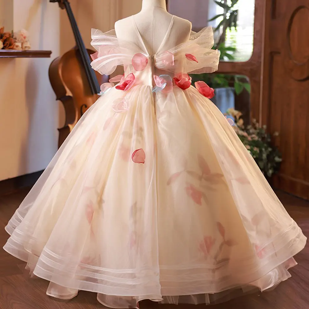 Jill Wish-Robe florale de luxe faite à la main pour filles, robe de princesse arabe pour enfants, robe de Rhlongue pour mariage et fête d'anniversaire, Dubaï, 2024, J121