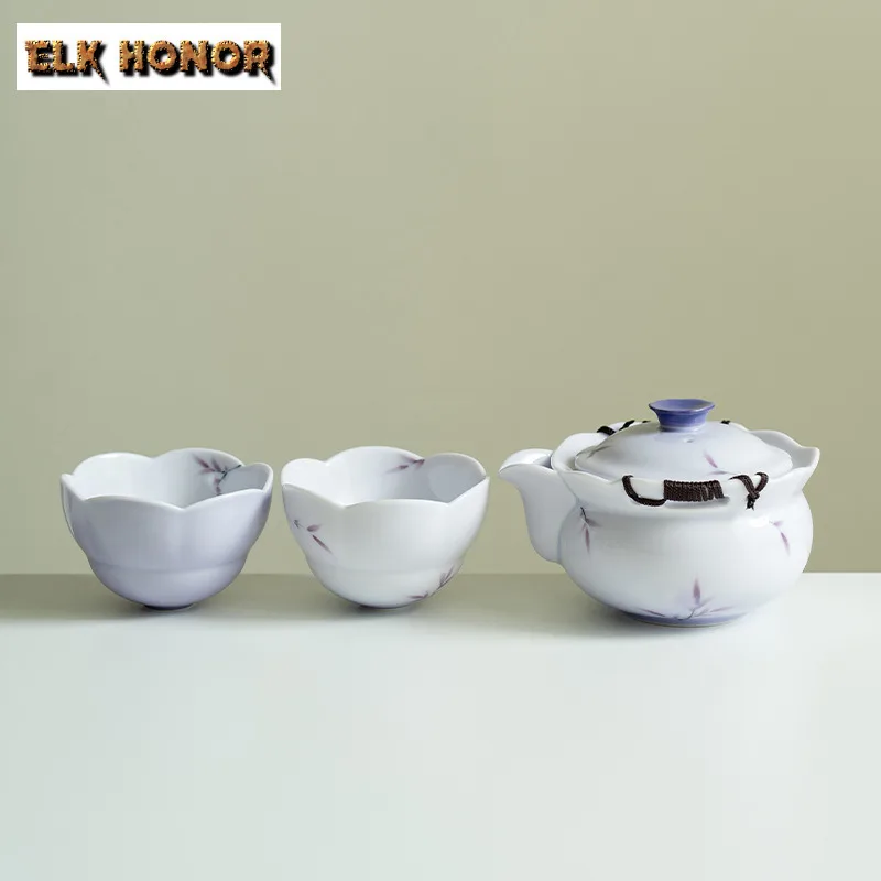 

Ручная роспись фиолетового цвета орхидеи, чайный сервиз, полный набор, винтажный набор для чайной церемонии, набор чайников и чайных чашек, коллекция чайных сервизов