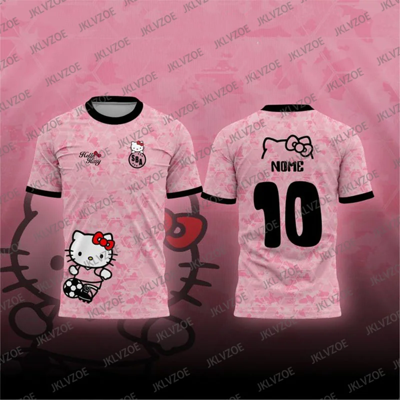 Special Edition Sanrio Hello KItty 3D Print Football Jersey O-neck Breathable Sport Tee Men Women Training TShirt Streetwear Top