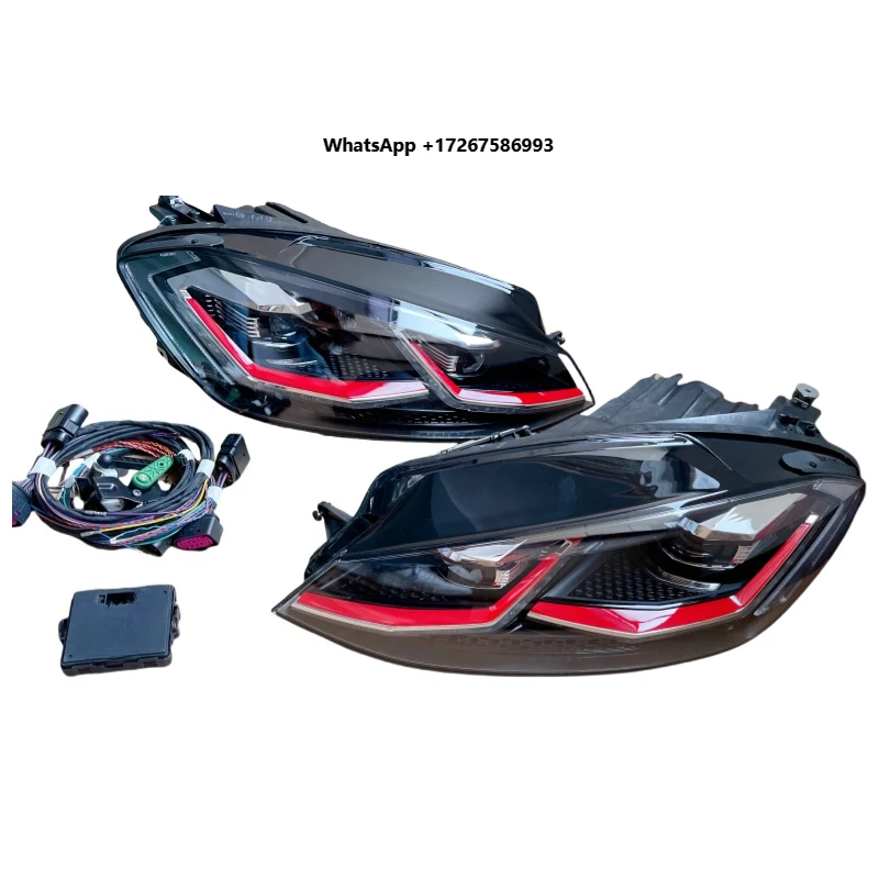 Dynamic Follow-Up LED Headlight Assembly For VW Golf 7.5 GTI 70W 4000 Lumens 6000K Plug & Play Universal Fit Car Front Lamp