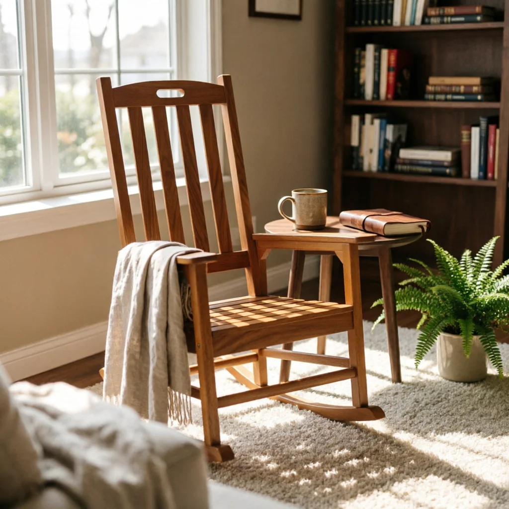 Rocking Chair with Handhold Sturdy Rocking Chair with High Back Patio Rocker Comfortable Ergonomic for Porch, Garden
