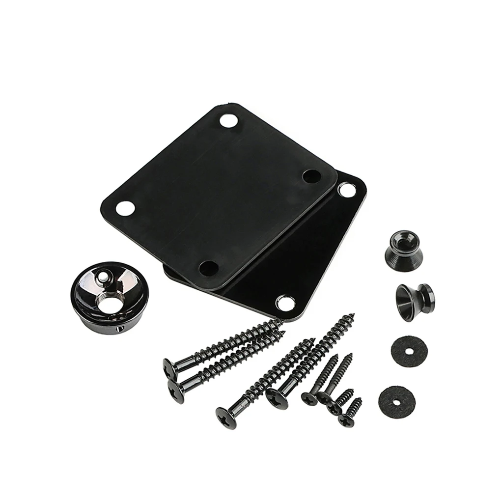 

Guitar Neck Plate & 1/4" Jack Socket with Strap Lock Set for Tele Electric Guitars - Chrome Replacement Parts