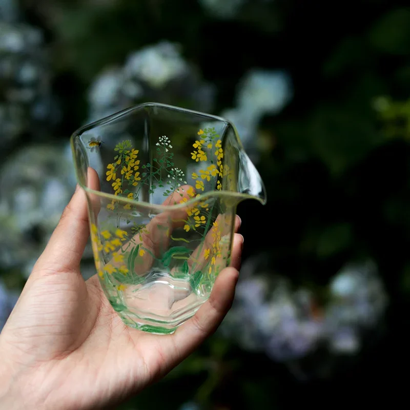 Hand painted rape flower shepherd's purse glass fair