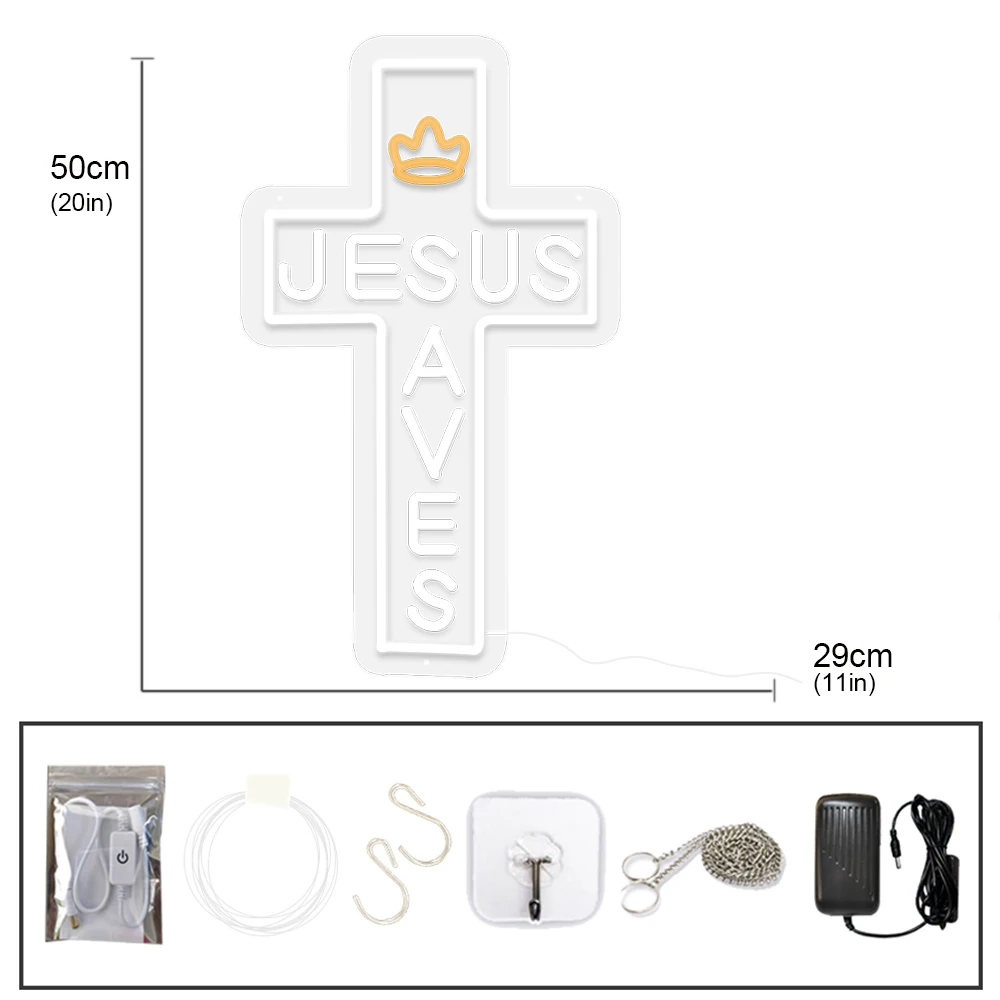 Jesus Cross Neon Sign God Jesus Christ Cross Light up LED Sign Wall Mounted Cross Light for Home Party Meditation Easter Gift