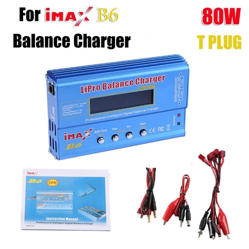 

For IMAX B6 80W Lipo Battery Charger+T Plug Lipo Nimh Li-Ion Ni-Cd Digital Lipro Balance Charger Battery Smart Charger Durable