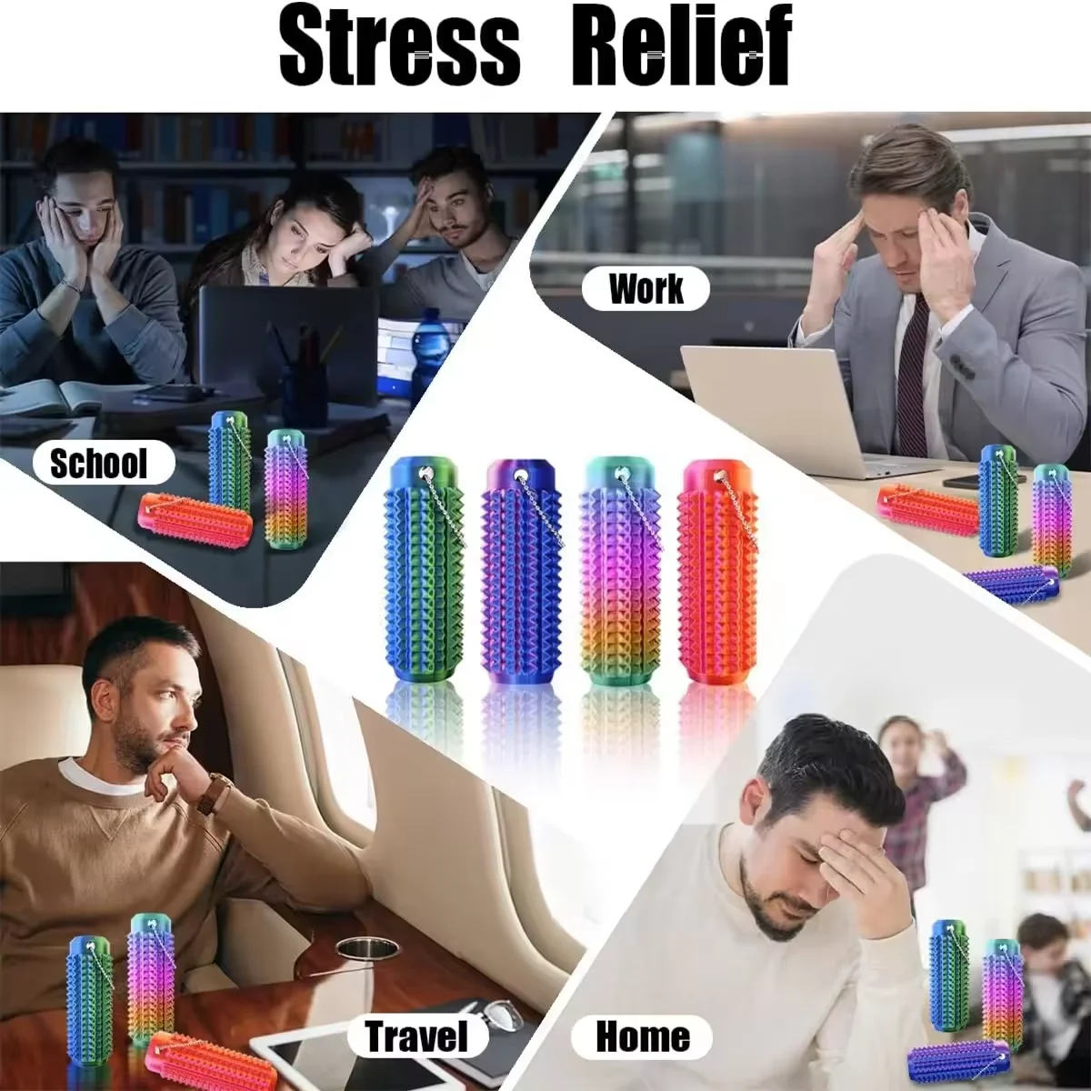 Mini Spiky Grippie Stim Stress Relief Toys Portable Keychain Stimming Autism Adults Gift Reduce Stress Relief Roller Sensory Toy