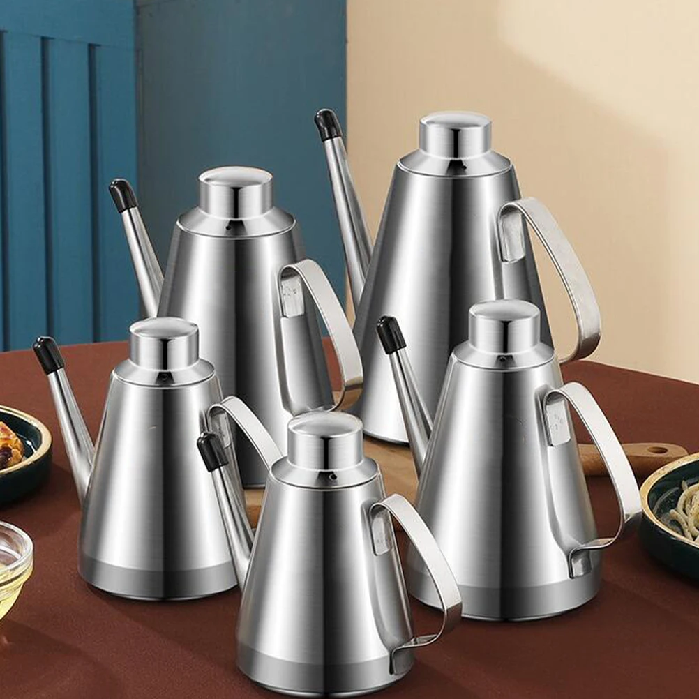 

Cooking Oil Dispenser Pot Storage Tank and Vinegar Filter Silver Bottles for Kitchen