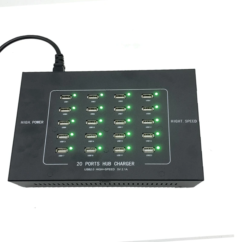 USB2.0 HUB 20 Ports Industrial USB Splitter With 200w integrated independent Power Adapter For Windows Mac OS