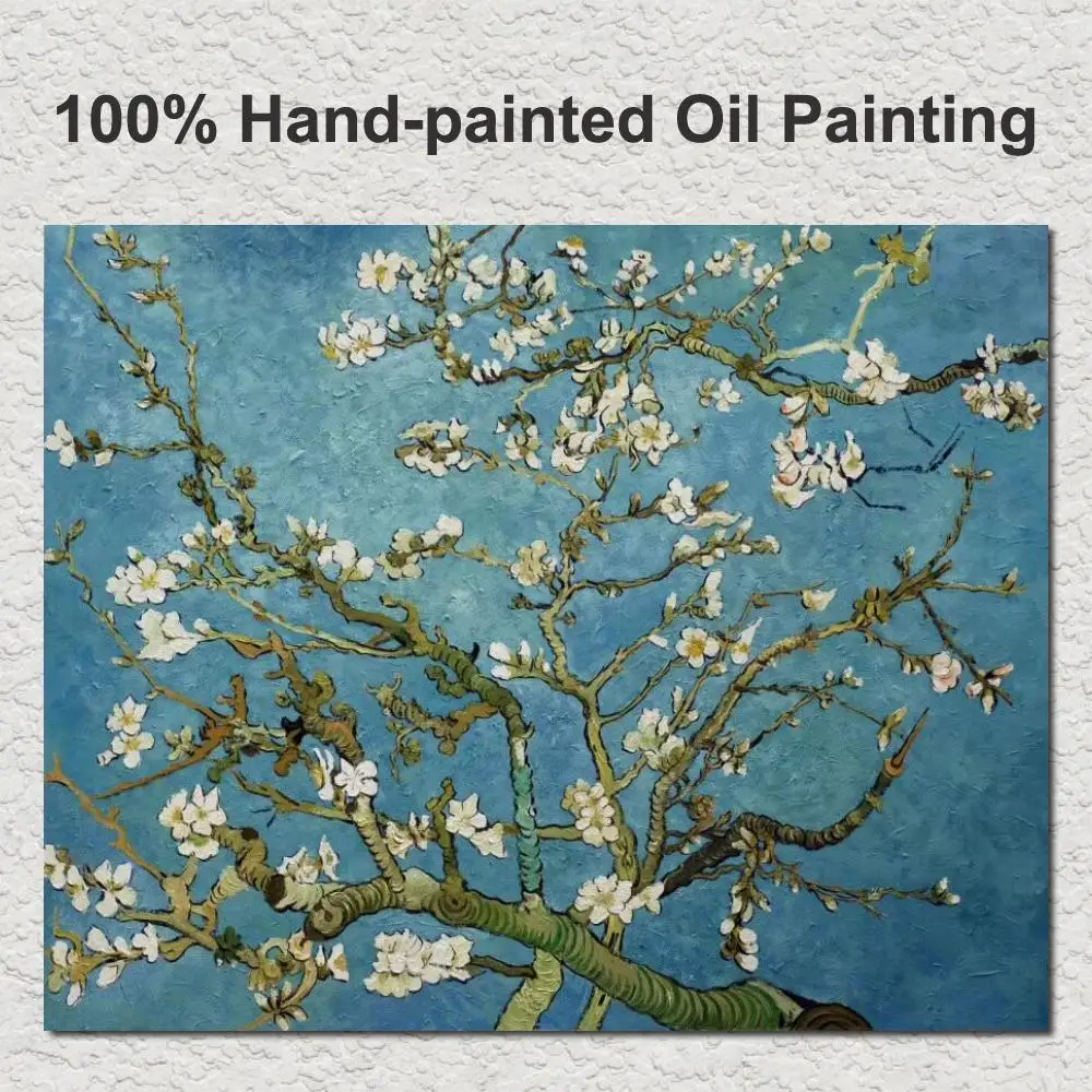 

Trees Canvas Art Almond Blossoms Branch Van Gogh Oil Painting Reproduction Handmade Modern Living Room Decor High Quality