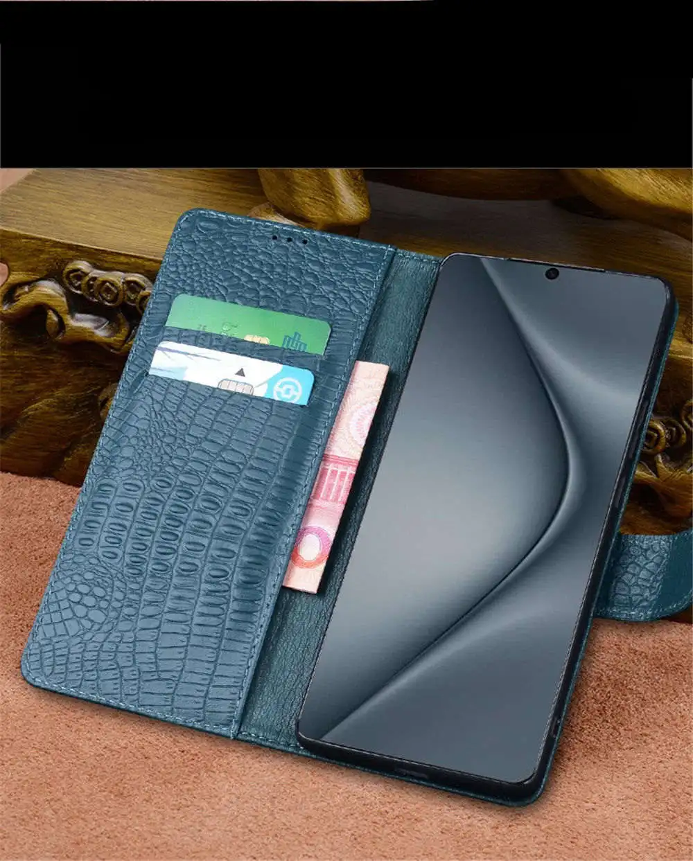 Чехол-кошелек из натуральной кожи крокодила для Huawei Pura 70 Ultra/Pura 70 Pro/Pura 70 чехол с магнитным слотом для карт