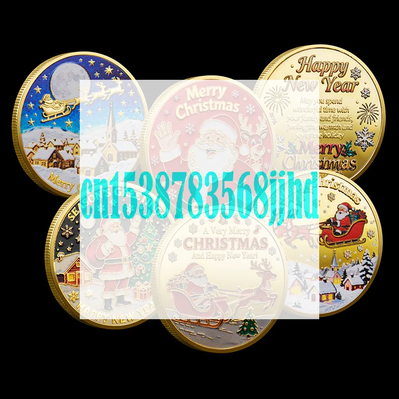 

{HMA84}Christmas Santa Claus Collection Commemorative Medal Souvenir Coin Home Decoration Gift