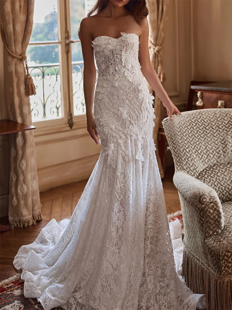 أنيقة الحبيب يزين بلا أكمام الطية حورية البحر فساتين زفاف العروس أثواب الزفاف حسب الطلب