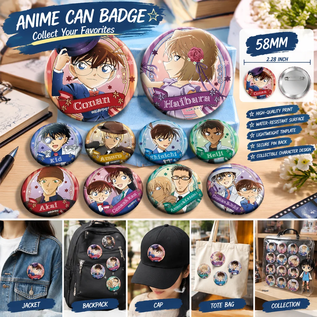 Detective Conan Anime Badge Brooch L Size Can Badge Keychain Poster Amuro Tooru Japanese Manga Collectible Gift for Anime Fans