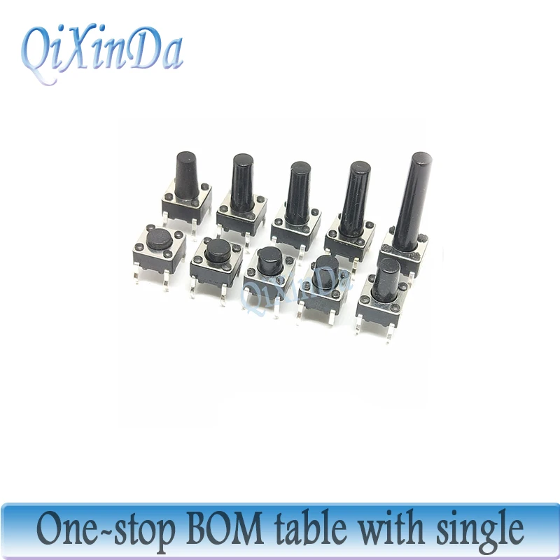 Interruptores de botón pulsador Micro Tact, 20 piezas, 4 pines, 6x6x4 3/5/6/7/8/9/10/11/12/13/14/15 MM 4,3mm 5mm 6mm 7mm 8mm 9mm 10mm 11mm