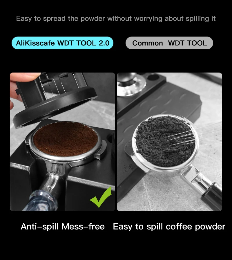 Alikisscafe WDT-Werkzeuge Rotierender Kaffeerührer Nadelverteiler 51mm 54mm 58mm Delonghi Breville Espresso-Zubehör Barista-Werkzeuge – Detail 4