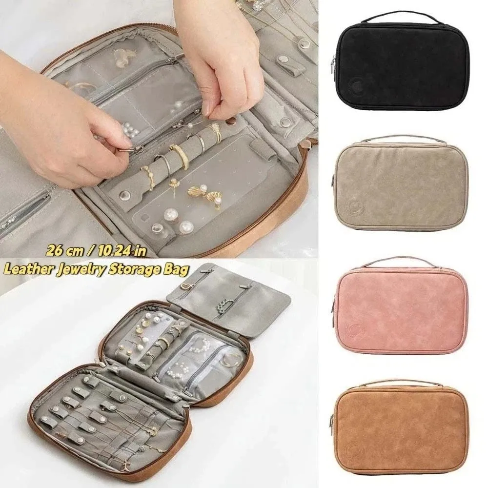 

PU Leather Jewelry Storage Bag Multi-functional with Handle Bracelet Display Box Rings Necklace Bracelet Holder