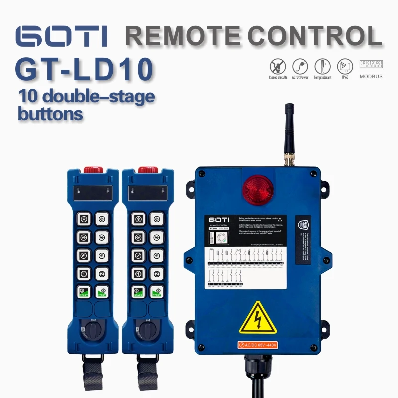 GT-LD10 Double Speed 10 Channel Industrial Remote Control Overhead Crane Waterproof Wireless