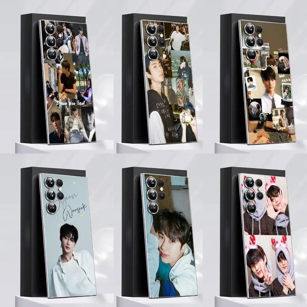 

B-Byeon Woo seok Phone Case For Samsung S24,30,21,22,23,20 FE,lite,PIus,Ultra,5G,Note,9,10 Transparent Cover