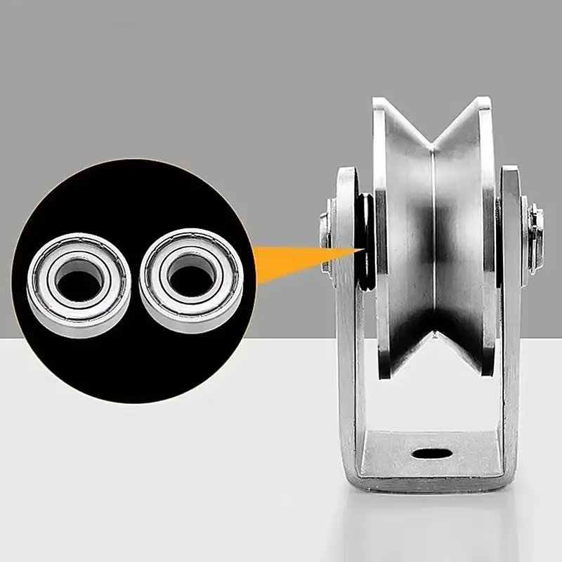 U V H Type Single Wheel Pulley Roller Stainless Steel 360 Degree Rotation Heavy Duty Grooved Wheel V Type Pulley Block