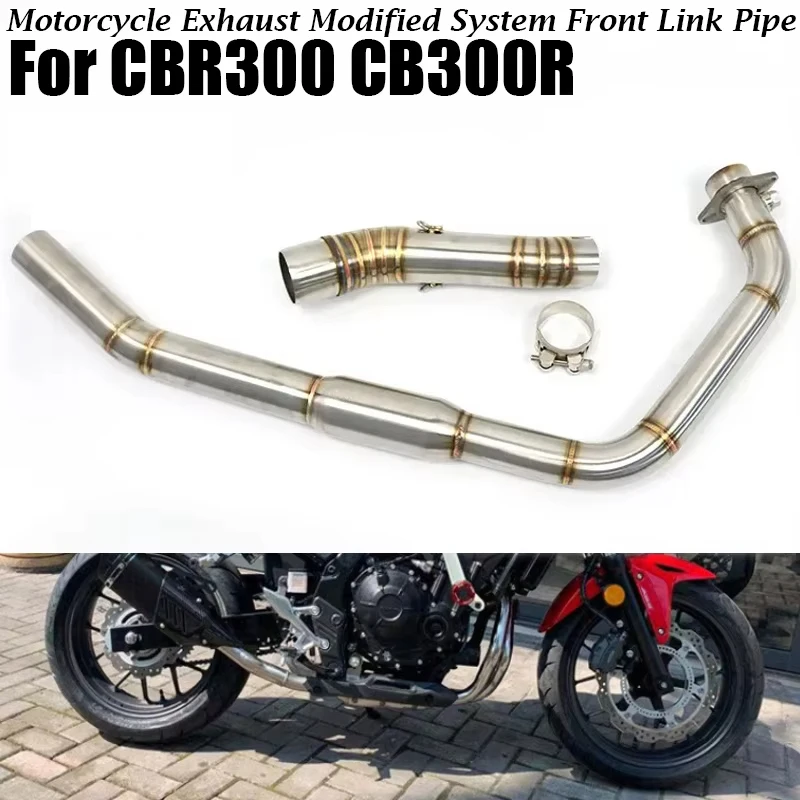 Motorrad Auspuff 51mm Slip-On Motorrad Ellenbogen System Vorne Mitte Link Rohr Racing Für Honda CBR300 CB300R CBR 300 CB 300R