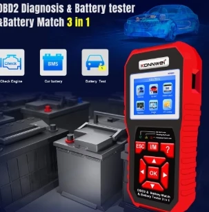 2-in-1 Automotive Diagnostic Scanner & Car Battery Analyzer, Support Battery Matching Function