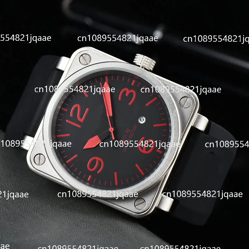 2024 Original Brand Men Automatic Mechanical Watch Bell Black Ross Rubber 46mm Large Dial Men for Watches