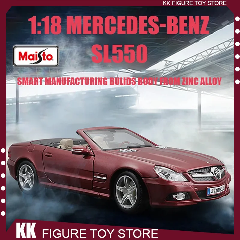 Maisto 1:18 Mercedes Benz Sl550 Sports Car Diecast Model Edition Alloy Luxury Vehicle Sports Car Toys Collection Decoration Gift