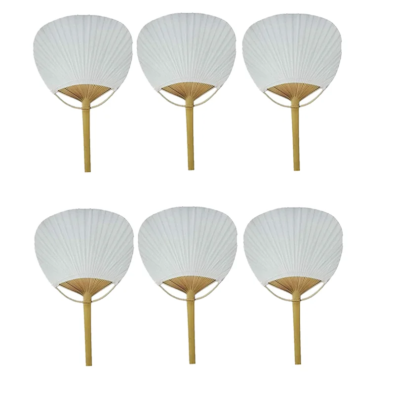 

50PCS Blank Calligraphy Painting Blank Group Fan Wedding White Fan Pure White Bamboo Handle