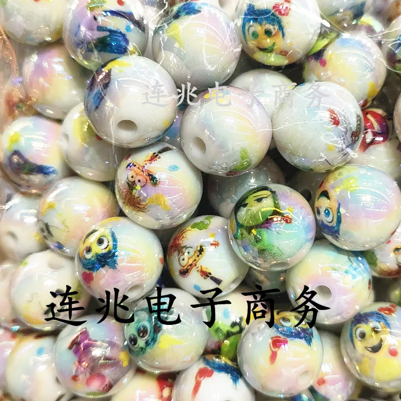 5pcs figure cartoon anime acrylic beads white background printed beads for diy jewelry making bracelets materials