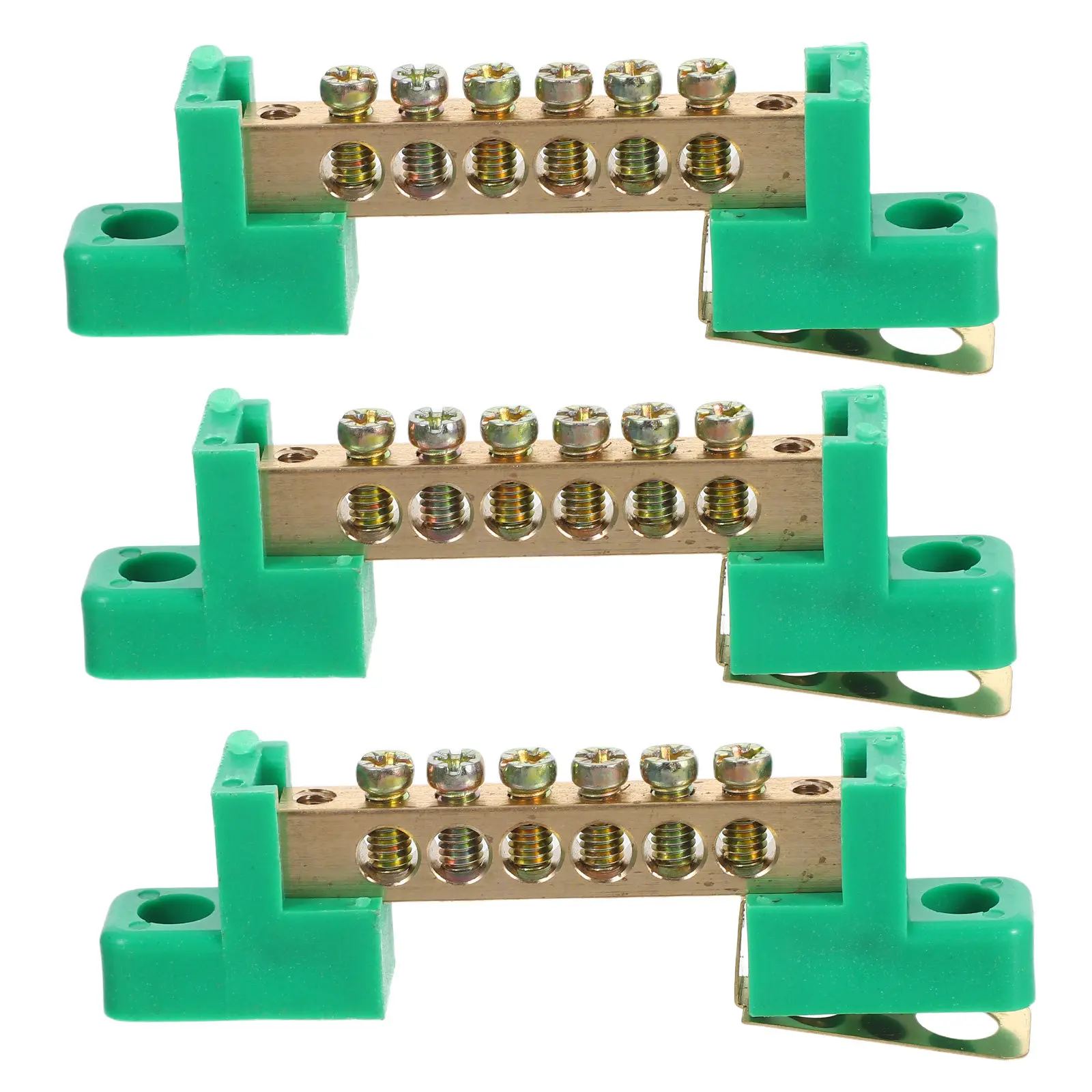 3Pcs Copper Ground Terminal Block Fixed Connection Strip Electrical Panel Terminal Block Assembly Power Distribution