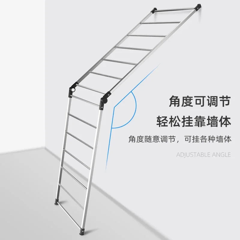 Folding drying rack household balcony indoor window floor ladder hanging wall windproof stainless steel multi-functional cool