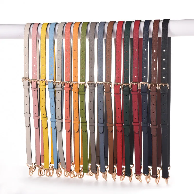 

Grained Calf Leather Adjustable Bag Strap Shoulder Carry Belt For Women Handbag Lady Pochette Purse Duffle 4 Sizes Golden Clip