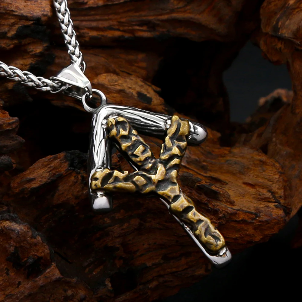 Retro Algiz Rune Pendant Necklace Stainless Steel For Men Women Viking Myth Of Europe Amulet Party Fashion Jewelry Gifts