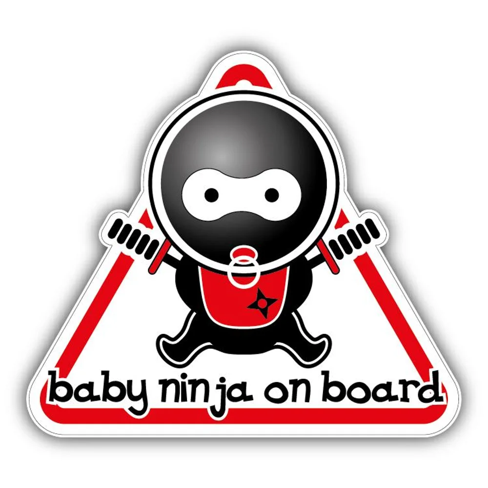 Baby Ninja On Board Funny Warning Sign Vinyl Car Sticker Decorative Decal for Car Window and Laptop Creative Car Decor