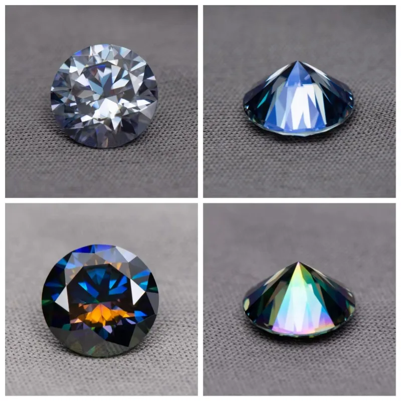 Moissanite Stone Round Cut Rainbow Purple Color DIY Charms Jewelry Making Ring Necklace Earrings Main Materials Certificate