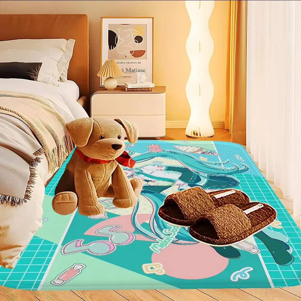 Popular Singer M-Miku Cute Room Mats Anti-slip Absorb Water Long Strip Cushion Bedroon Mat Household Carpets