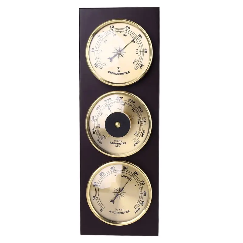 Wall Mounted Barometer,3Pcs/Set Thermometer Barometer Hygrometer Weather Station with Wooden Frame Base Ornaments Drop Shipping