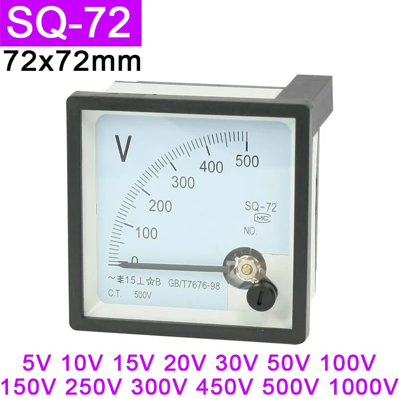 SQ-72 CP-72 89T2 72L1 Pointer Type DC Voltmeter 5V 10V 15V 20V 30V 50V 100V 150V 250V 300V 450V 500V 1000V 1KV