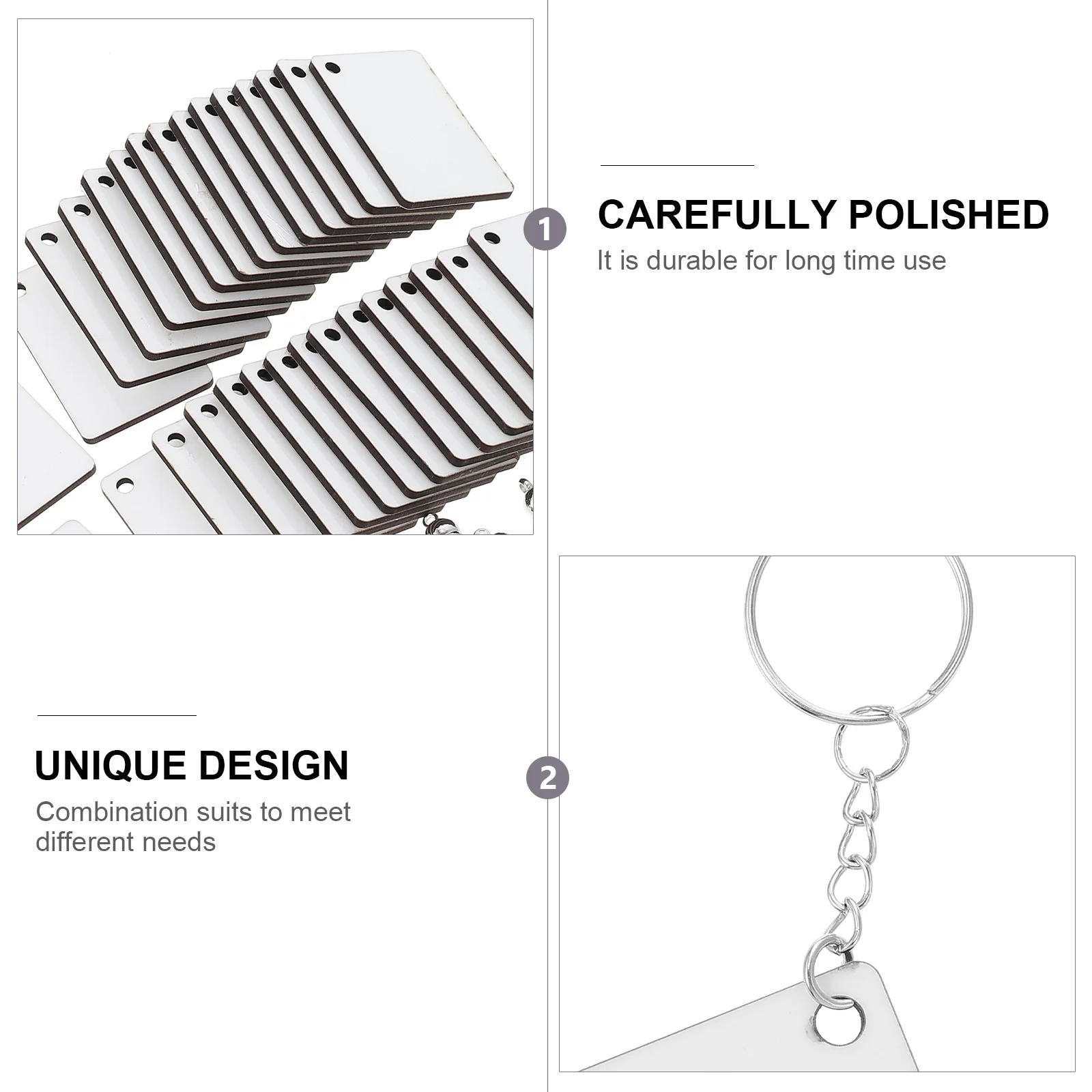 

1 set Heat Transfer Keychain Blanks Sublimation Diy Pendants For Craft Projects Bulk Ornament Tags Zipper Pulls Accessories