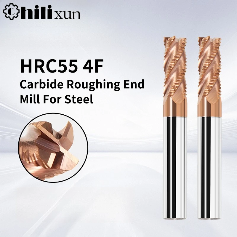

HILIXUN HRC55 4 Flutes 4-20MM Milling Cutter Roughing End Mill Solid Carbide CNC Milling Machine Cutter