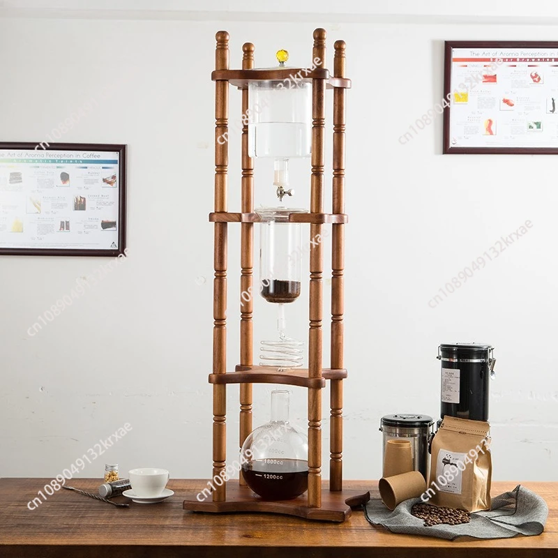 3000ml ice drop coffee pot drip filter ice brew manual coffee machine large commercial solid wood hand brew cold brew pot